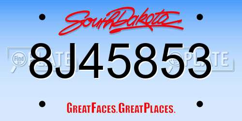 8J45853 South Dakota License Plate