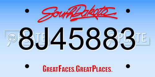 8J45883 South Dakota License Plate
