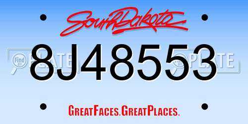 8J48553 South Dakota License Plate