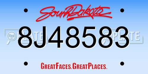 8J48583 South Dakota License Plate