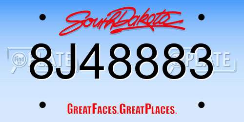 8J48883 South Dakota License Plate