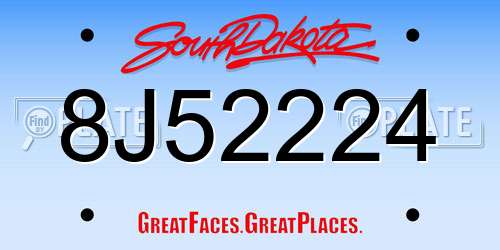 8J52224 South Dakota License Plate