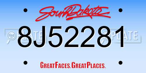 8J52281 South Dakota License Plate
