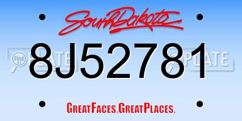 8J52781 South Dakota License Plate
