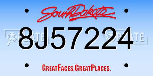 8J57224 South Dakota License Plate