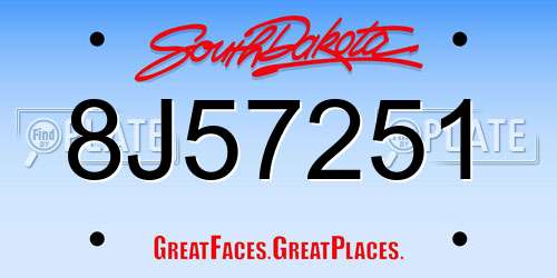 8J57251 South Dakota License Plate