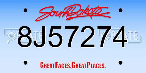 8J57274 South Dakota License Plate
