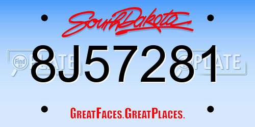 8J57281 South Dakota License Plate
