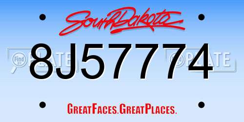 8J57774 South Dakota License Plate