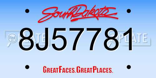 8J57781 South Dakota License Plate