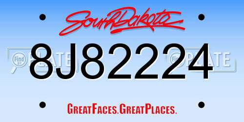 8J82224 South Dakota License Plate