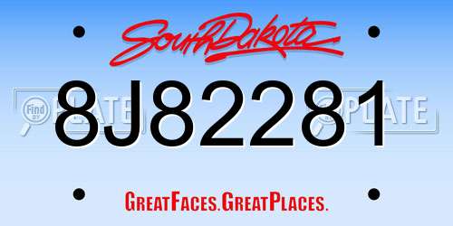 8J82281 South Dakota License Plate