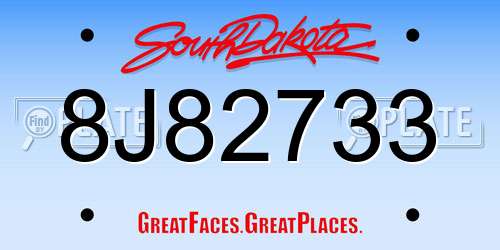 8J82733 South Dakota License Plate