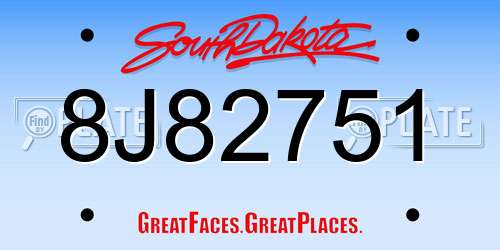 8J82751 South Dakota License Plate