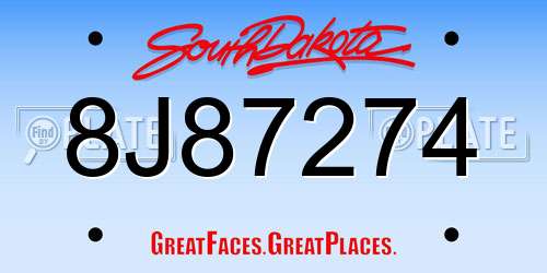 8J87274 South Dakota License Plate