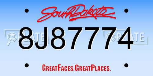 8J87774 South Dakota License Plate