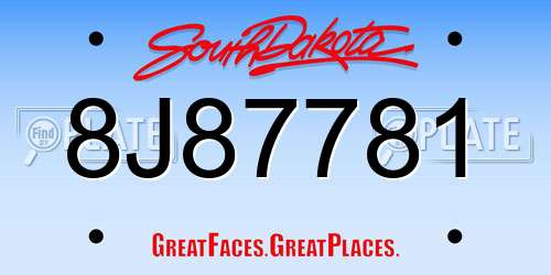 8J87781 South Dakota License Plate