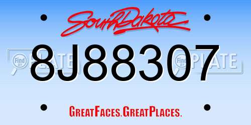8J88307 South Dakota License Plate