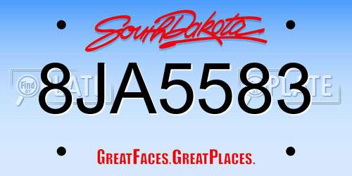 8JA5583 South Dakota License Plate