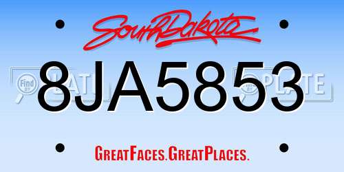 8JA5853 South Dakota License Plate