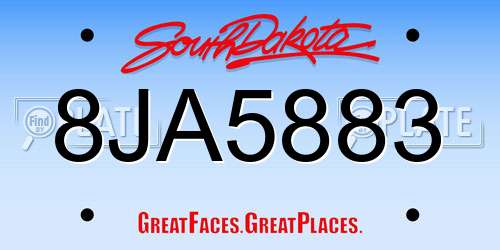 8JA5883 South Dakota License Plate
