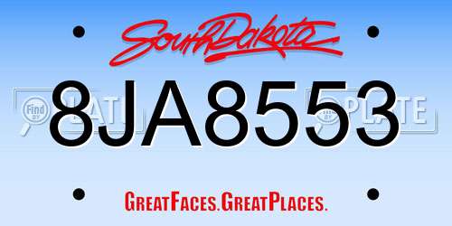 8JA8553 South Dakota License Plate