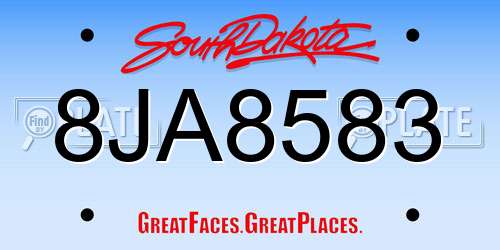 8JA8583 South Dakota License Plate
