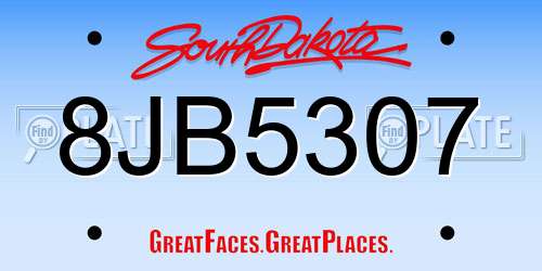 8JB5307 South Dakota License Plate