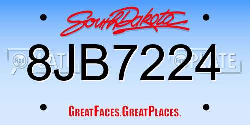 8JB7224 South Dakota License Plate