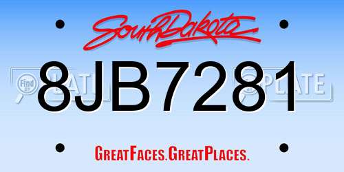 8JB7281 South Dakota License Plate