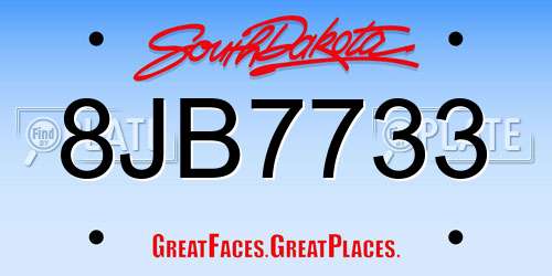 8JB7733 South Dakota License Plate