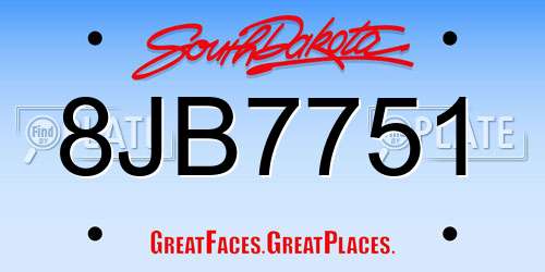8JB7751 South Dakota License Plate