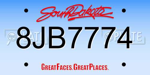 8JB7774 South Dakota License Plate