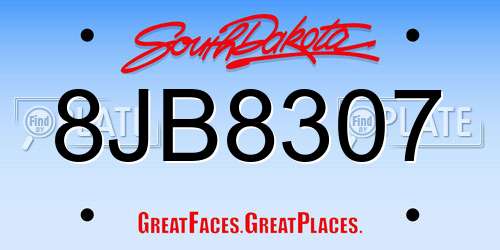 8JB8307 South Dakota License Plate