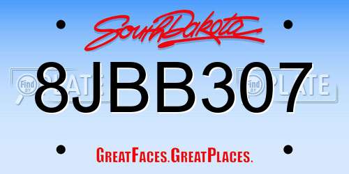 8JBB307 South Dakota License Plate