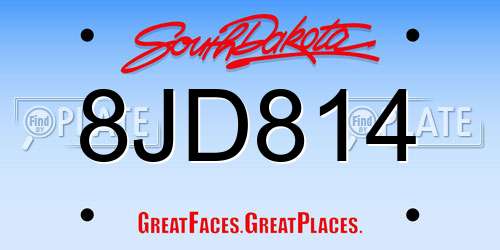 8JD814 South Dakota License Plate