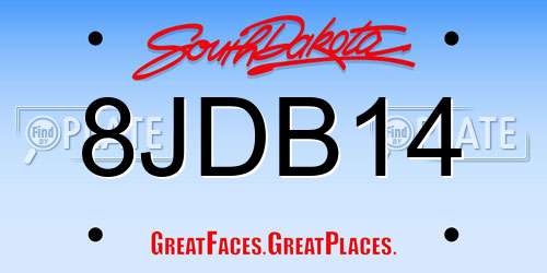 8JDB14 South Dakota License Plate