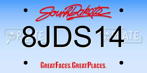 8JDS14 South Dakota License Plate
