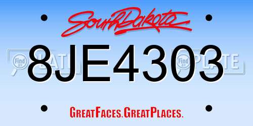 8JE4303 South Dakota License Plate