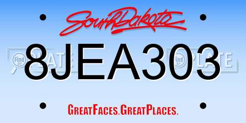 8JEA303 South Dakota License Plate
