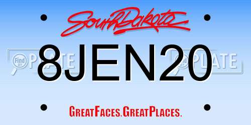 8JEN20 South Dakota License Plate