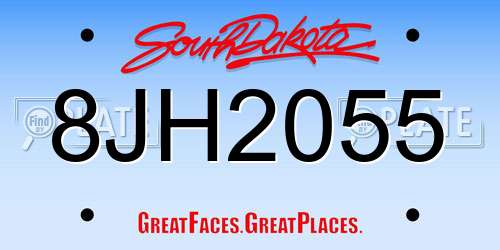 8JH2055 South Dakota License Plate