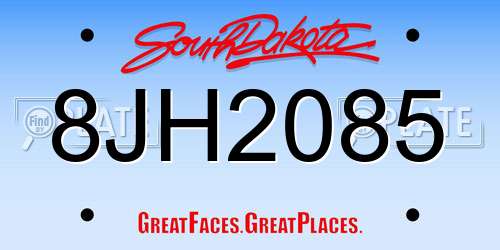 8JH2085 South Dakota License Plate
