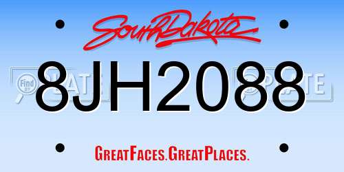 8JH2088 South Dakota License Plate