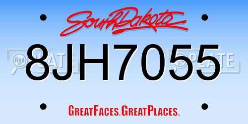 8JH7055 South Dakota License Plate