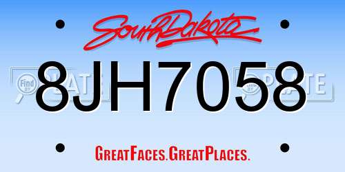 8JH7058 South Dakota License Plate