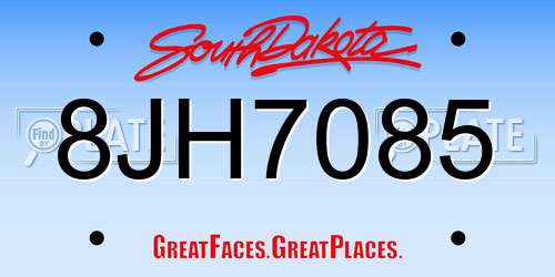 8JH7085 South Dakota License Plate