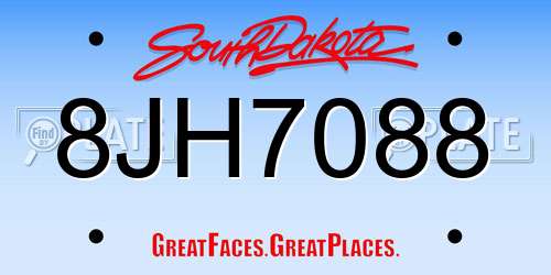 8JH7088 South Dakota License Plate