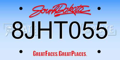 8JHT055 South Dakota License Plate