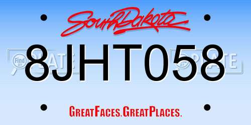 8JHT058 South Dakota License Plate